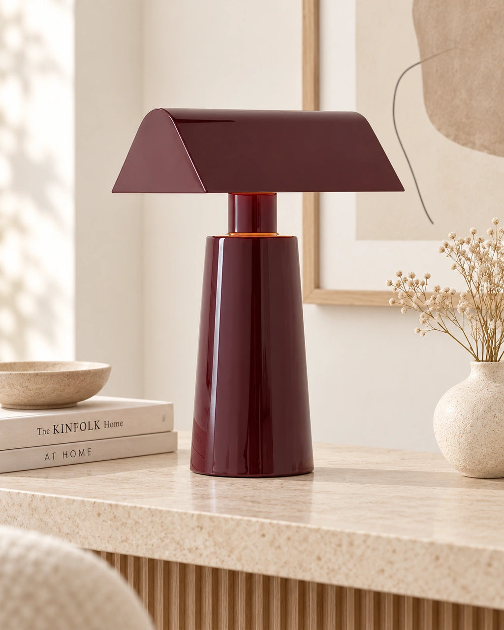 Lampe de chevet moderne rouge cerise