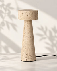 Lampe de chevet en métal et pierre beige