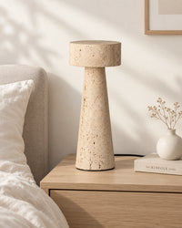 Lampe de chevet en métal et pierre beige