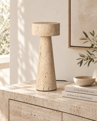 Lampe de chevet en métal et pierre beige