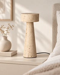 Lampe de chevet en métal et pierre beige