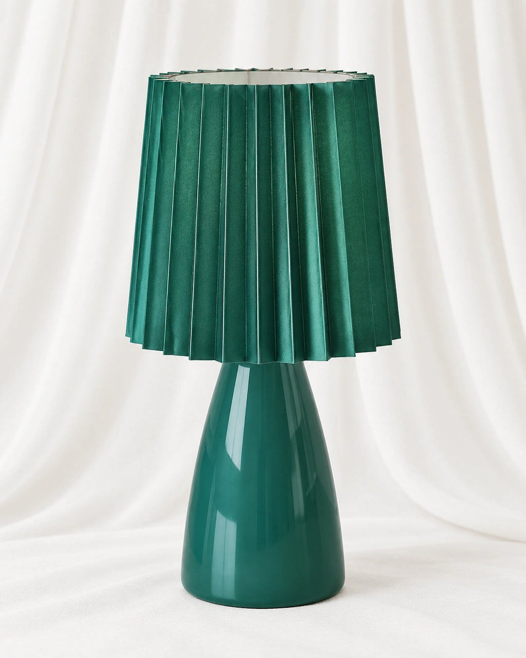Lampe de chevet vintage plissée verte