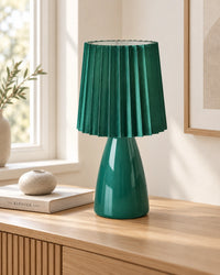 Lampe de chevet vintage plissée verte
