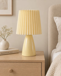 Lampe de chevet vintage plissée crème