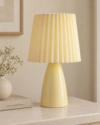 Lampe de chevet vintage plissée crème