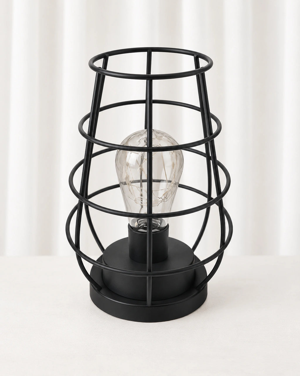 Lampe de chevet en métal cage noir