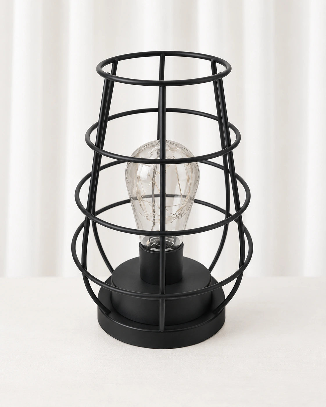 Lampe de chevet en métal cage noir