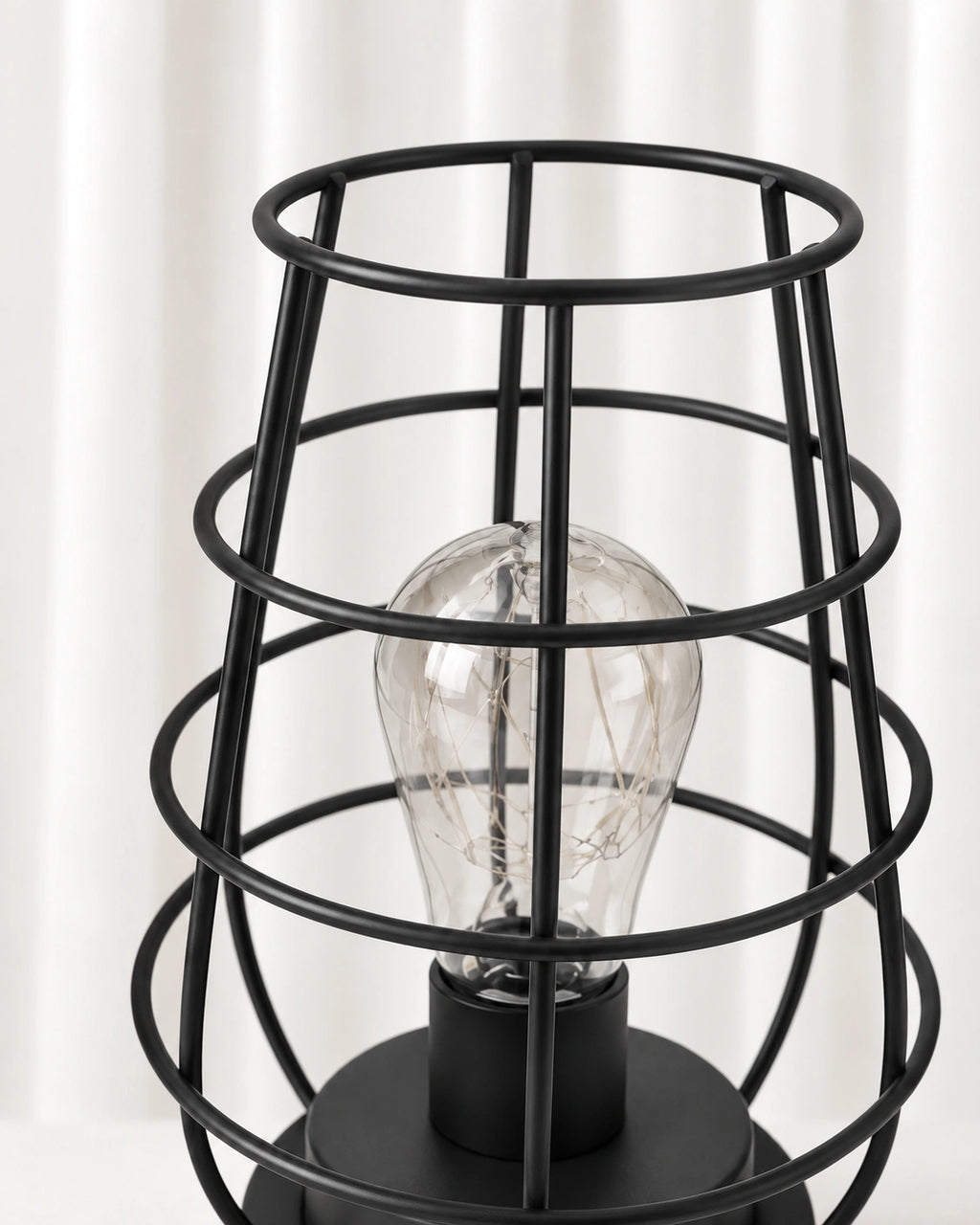 Lampe de chevet en métal cage noir