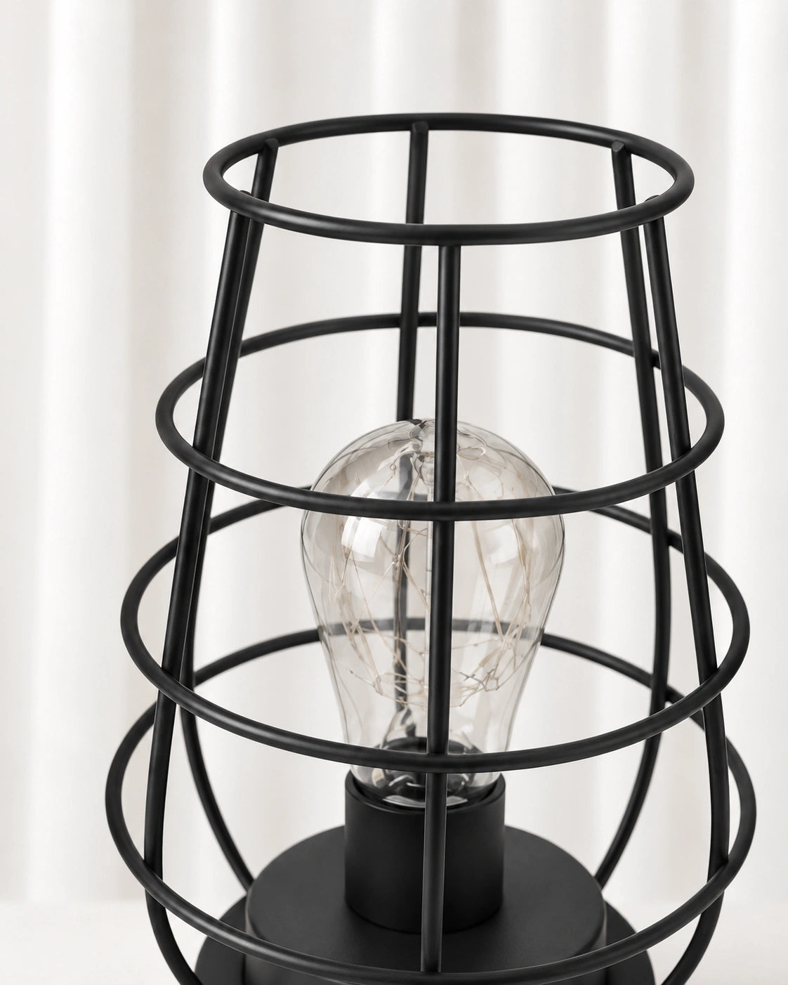 Lampe de chevet en métal cage noir