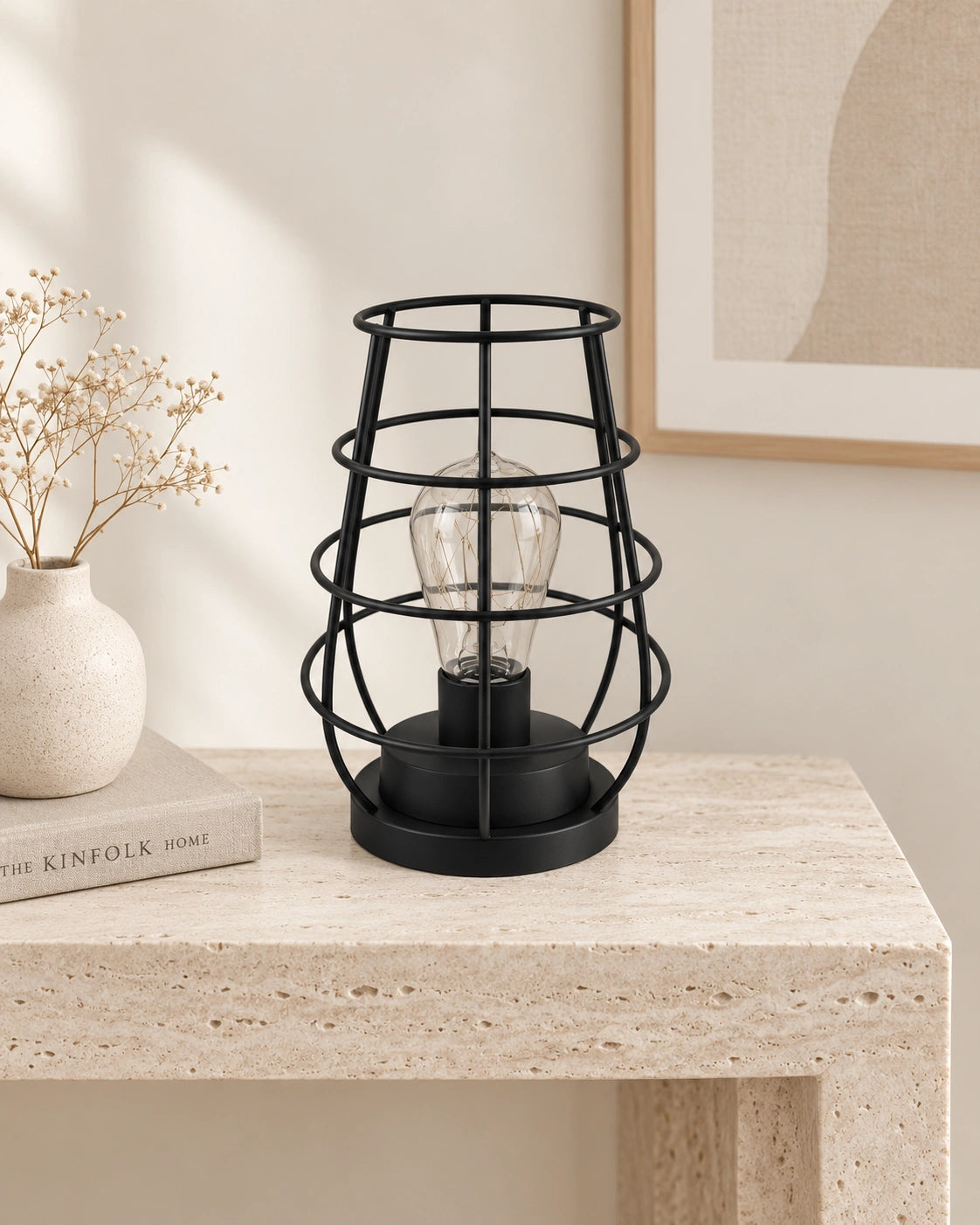 Lampe de chevet en métal cage noir