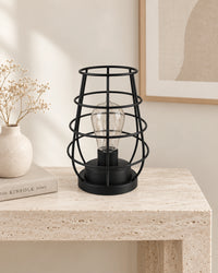 Lampe de chevet en métal cage noir