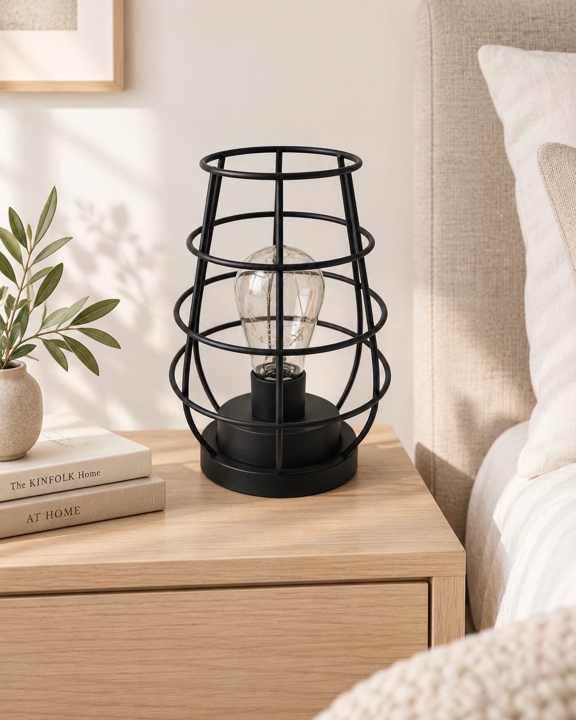 Lampe de chevet en métal cage noir