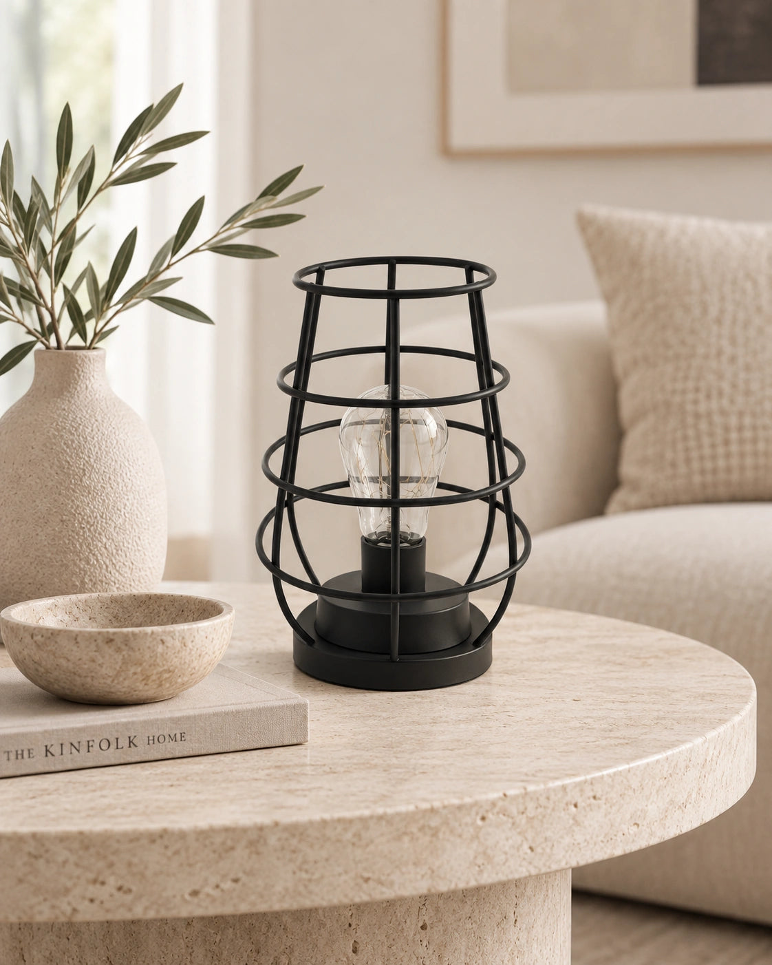 Lampe de chevet en métal cage noir