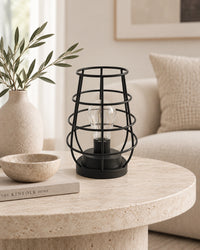 Lampe de chevet en métal cage noir