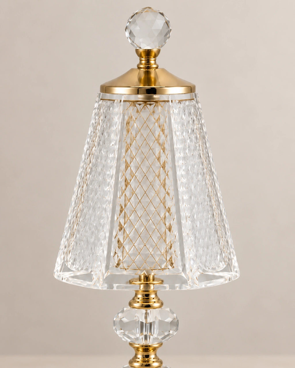 Lampe de chevet Cristal et pied Dorée