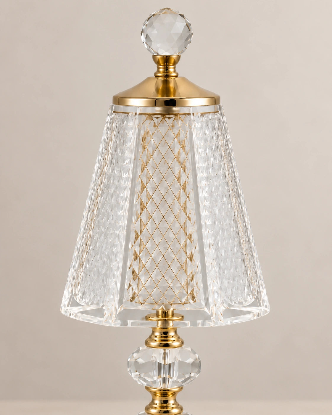 Lampe de chevet Cristal et pied Dorée