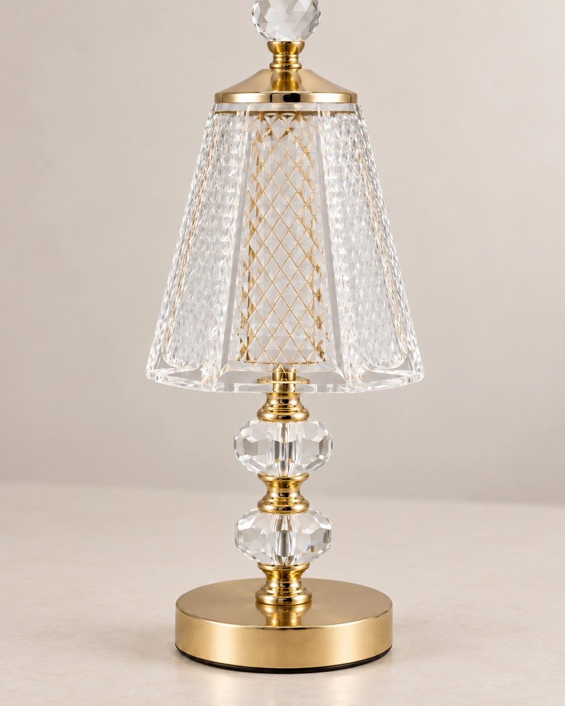 Lampe de chevet Cristal et pied Dorée