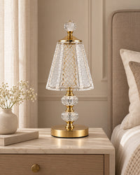 Lampe de chevet Cristal et pied Dorée