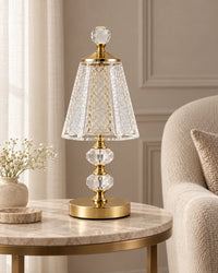 Lampe de chevet Cristal et pied Dorée