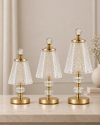 Lampe de chevet Cristal et pied Dorée
