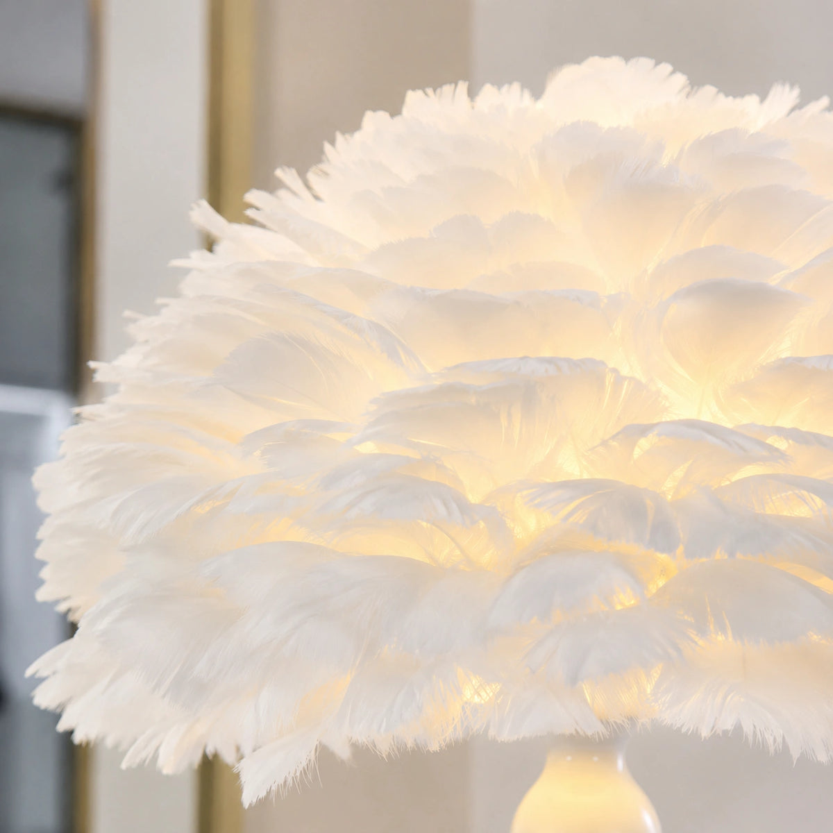 Lampe de Chevet abat-jour plume