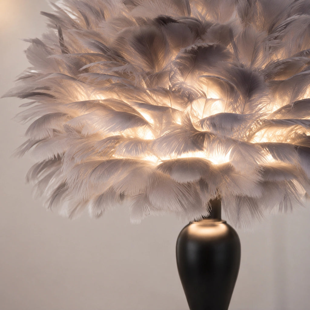 Lampe de Chevet abat-jour plume