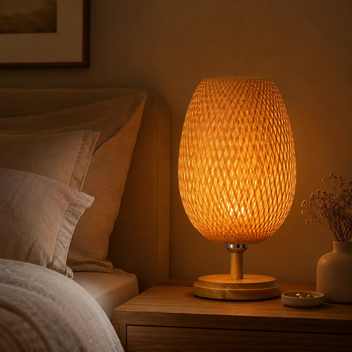 Lampe de chevet bohème bambou