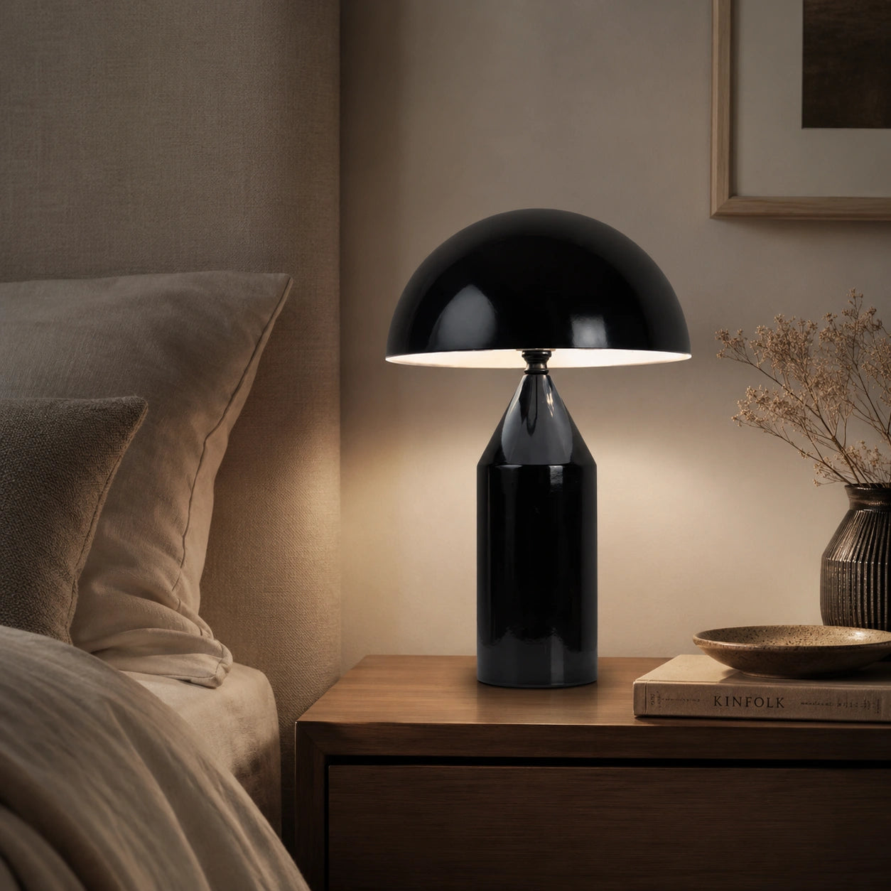 Lampe de chevet Champignon Noir