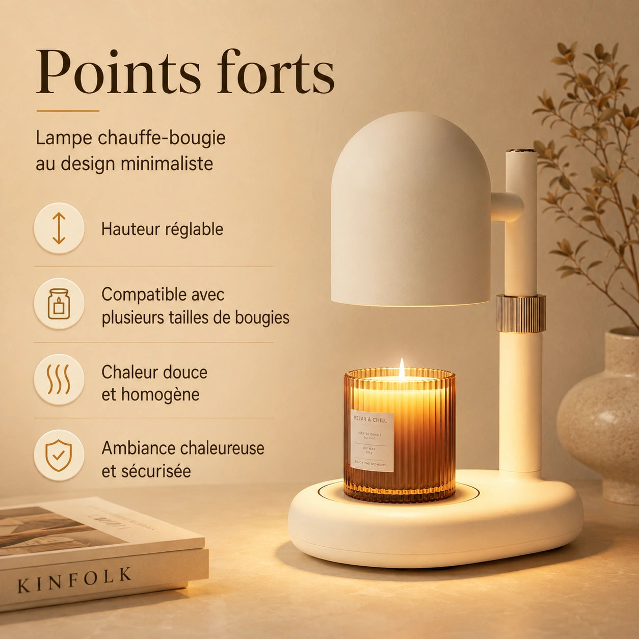 Lampe de chevet originale support bougie