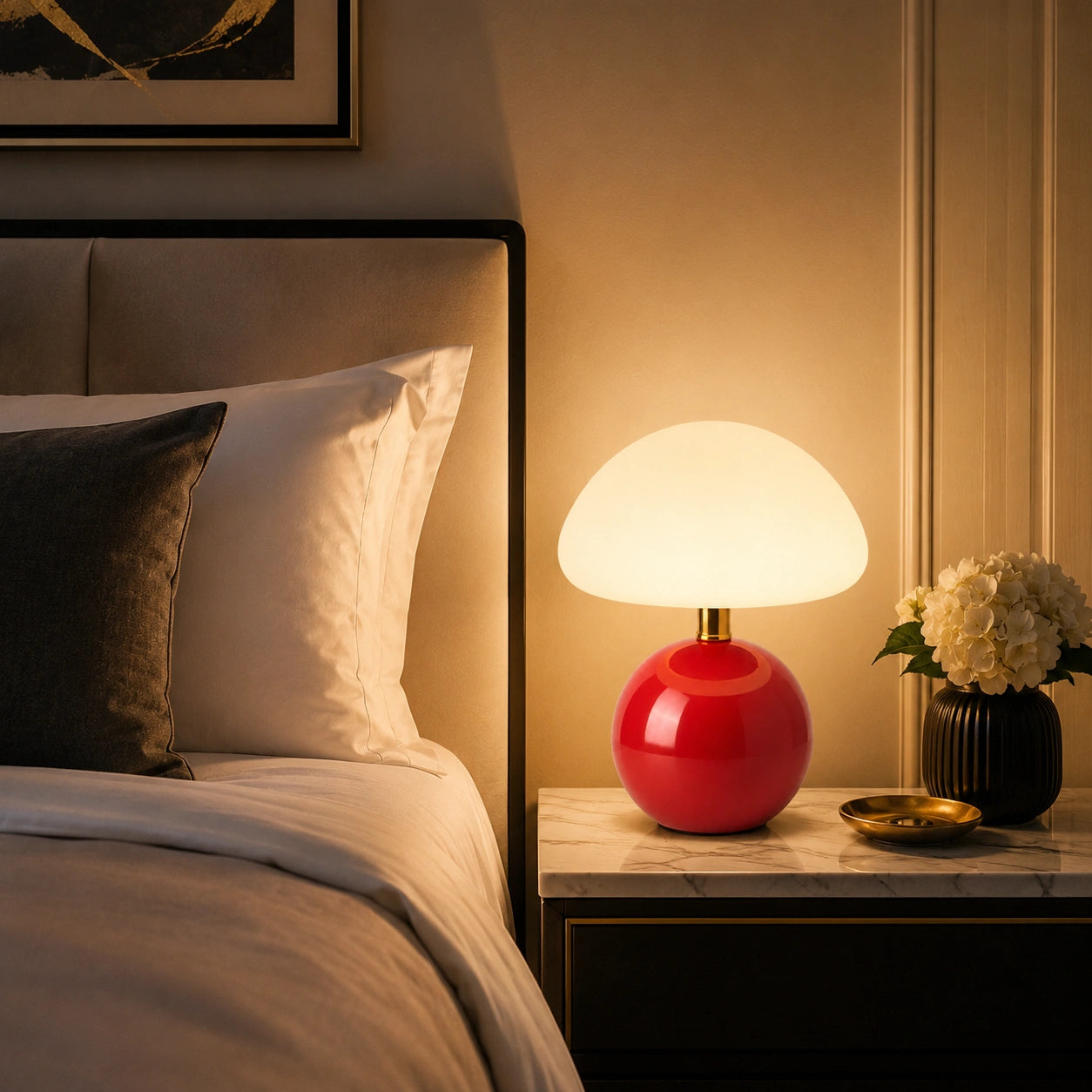 Lampe de chevet Rouge avec Batterie