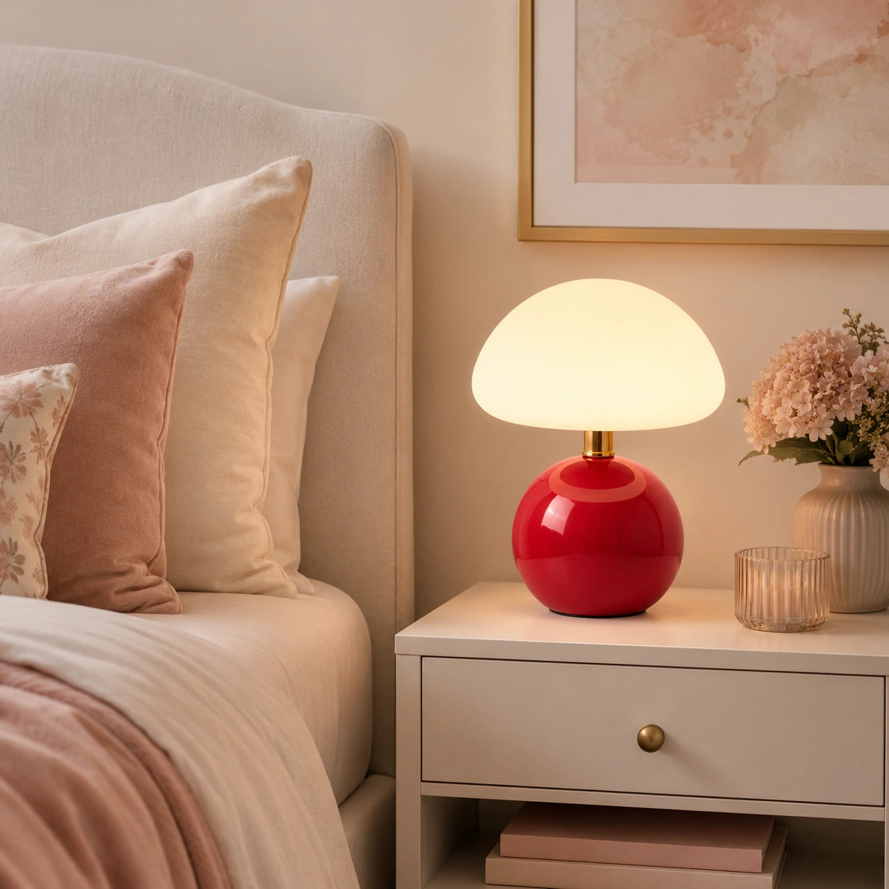 Lampe de chevet Rouge avec Batterie