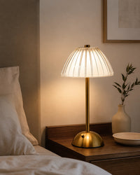 Lampe de chevet en Laiton et abat-jour tissu