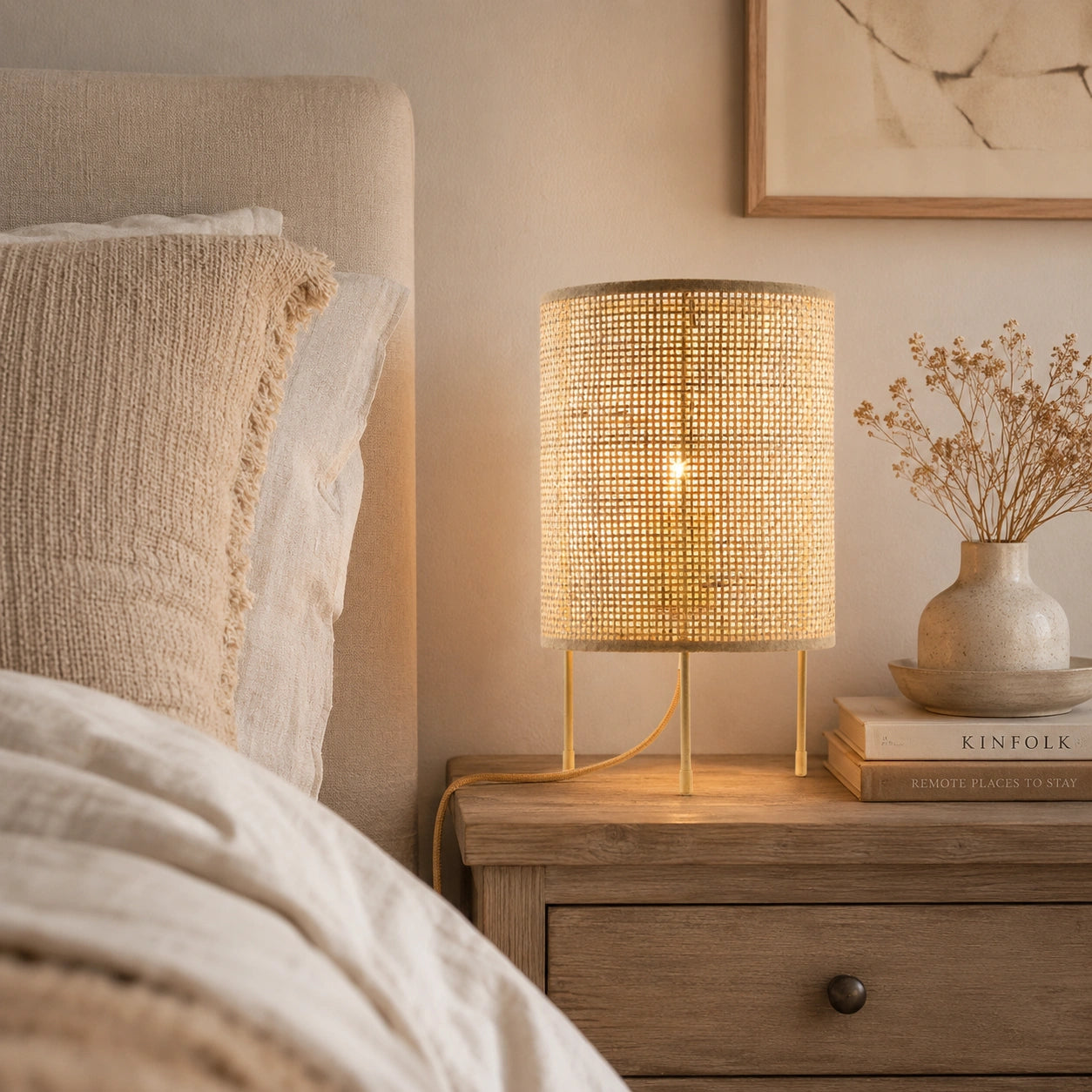 Lampe de chevet en Osier à trois pieds