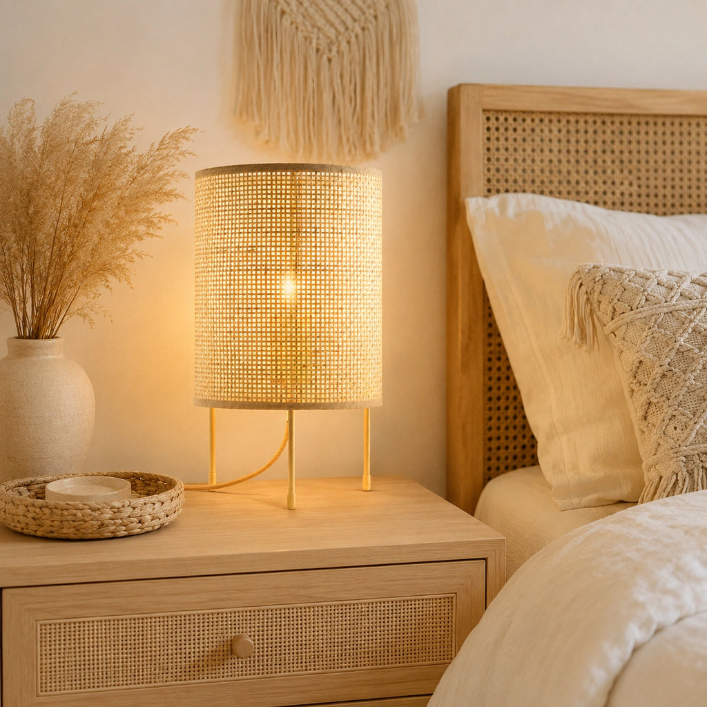 Lampe de chevet en Osier à trois pieds