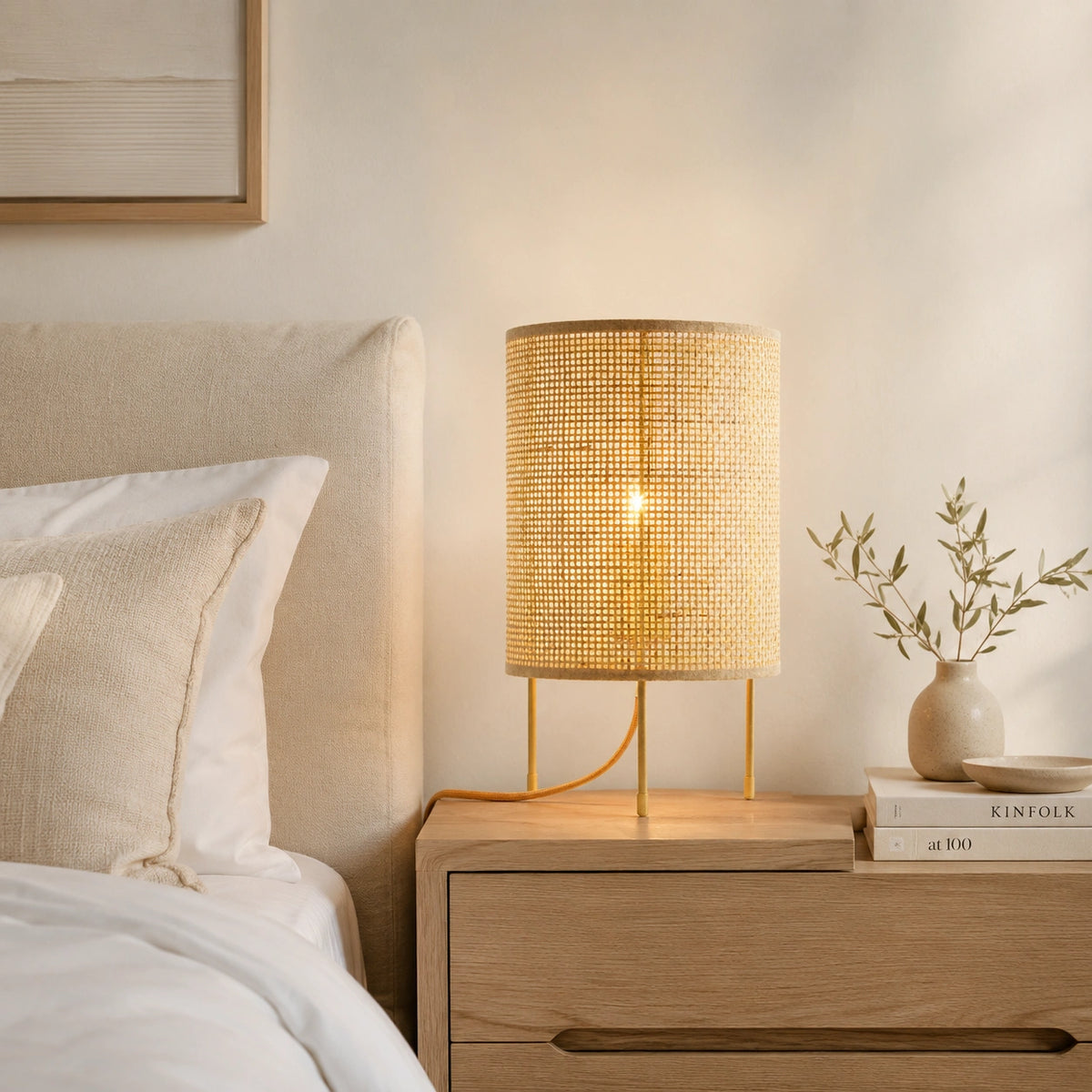 Lampe de chevet en Osier à trois pieds