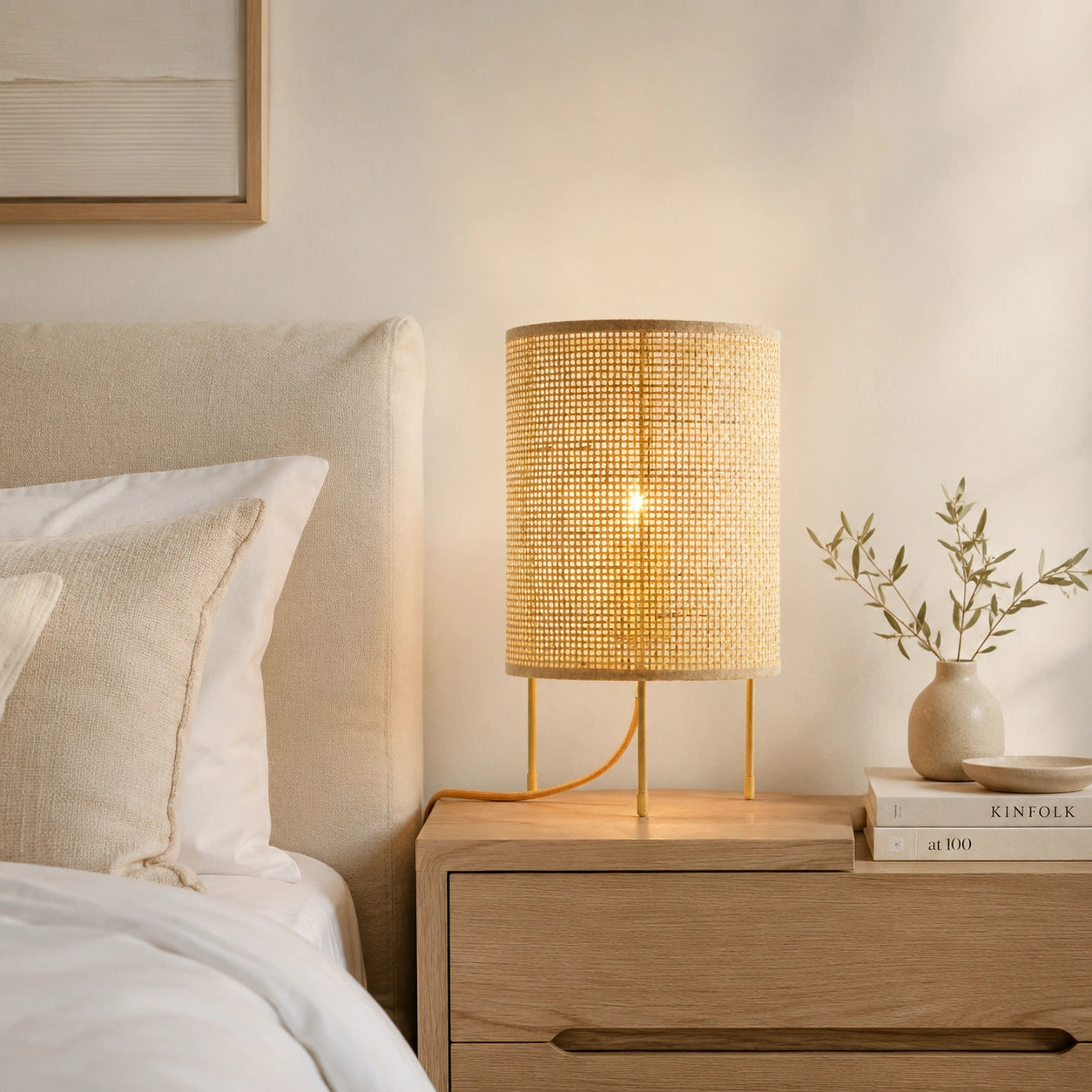 Lampe de chevet en Osier à trois pieds