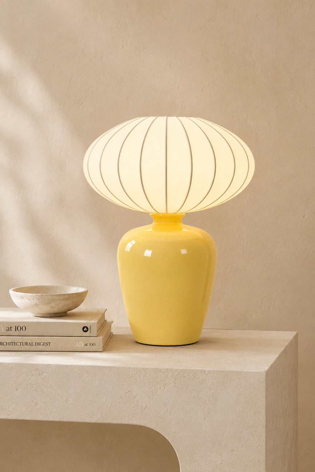 Lampe de chevet jaune en céramique