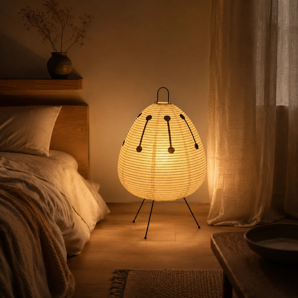 Lampe de chevet design Japonais en papier de riz