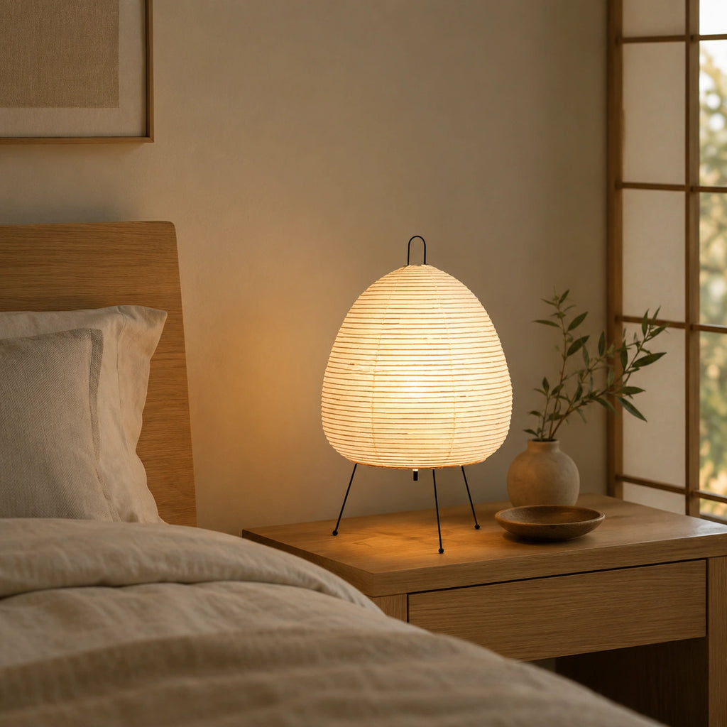 Lampe de chevet design Japonais en papier de riz