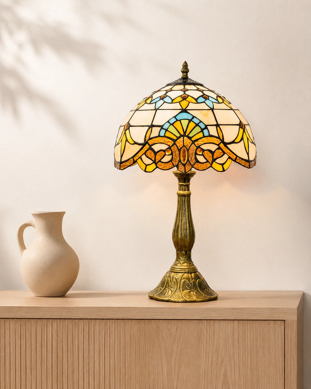 Lampe de chevet tiffany dôme d'or