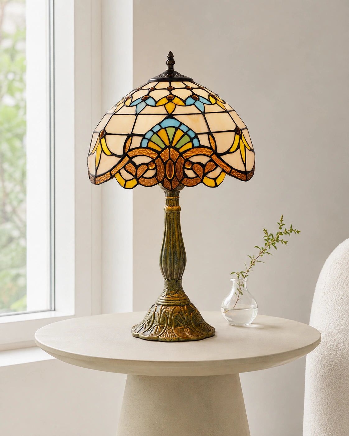 Lampe de chevet tiffany dôme d'or
