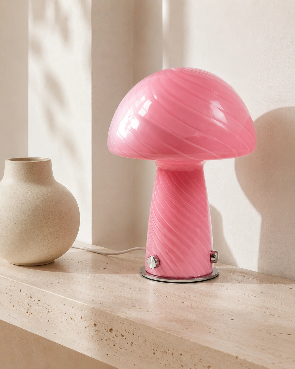 Lampe de chevet champignon rosy