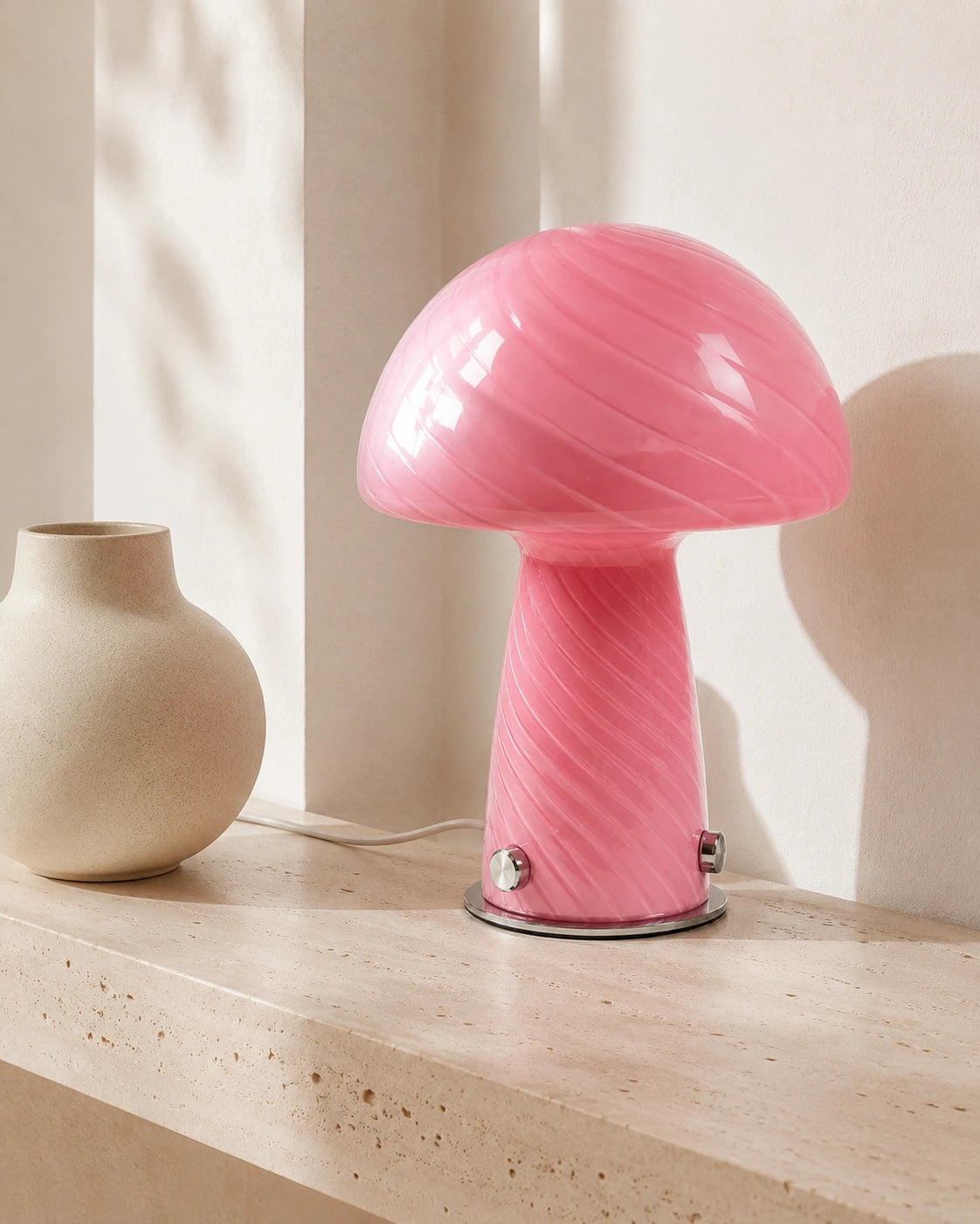 Lampe de chevet champignon rosy