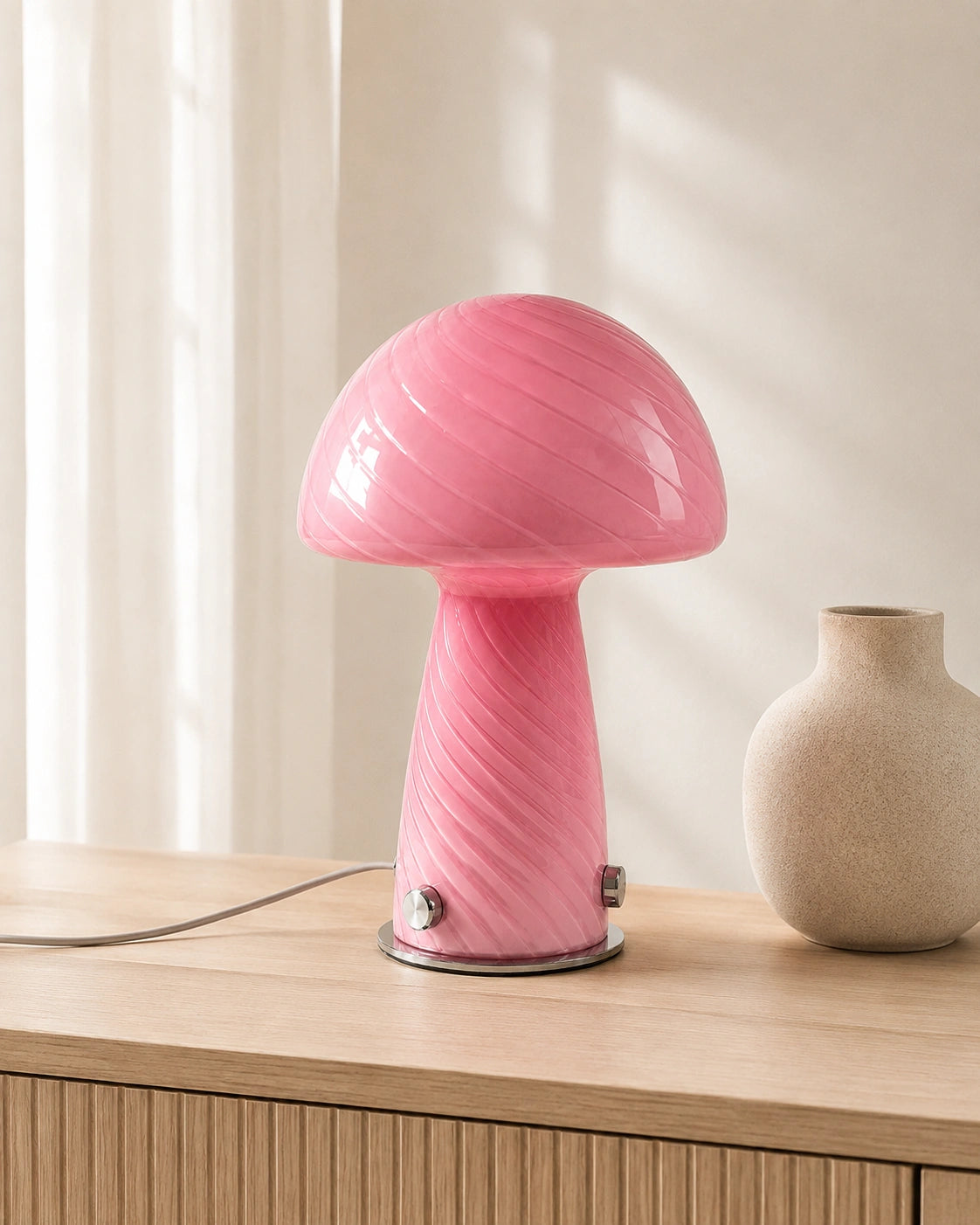Lampe de chevet champignon rosy