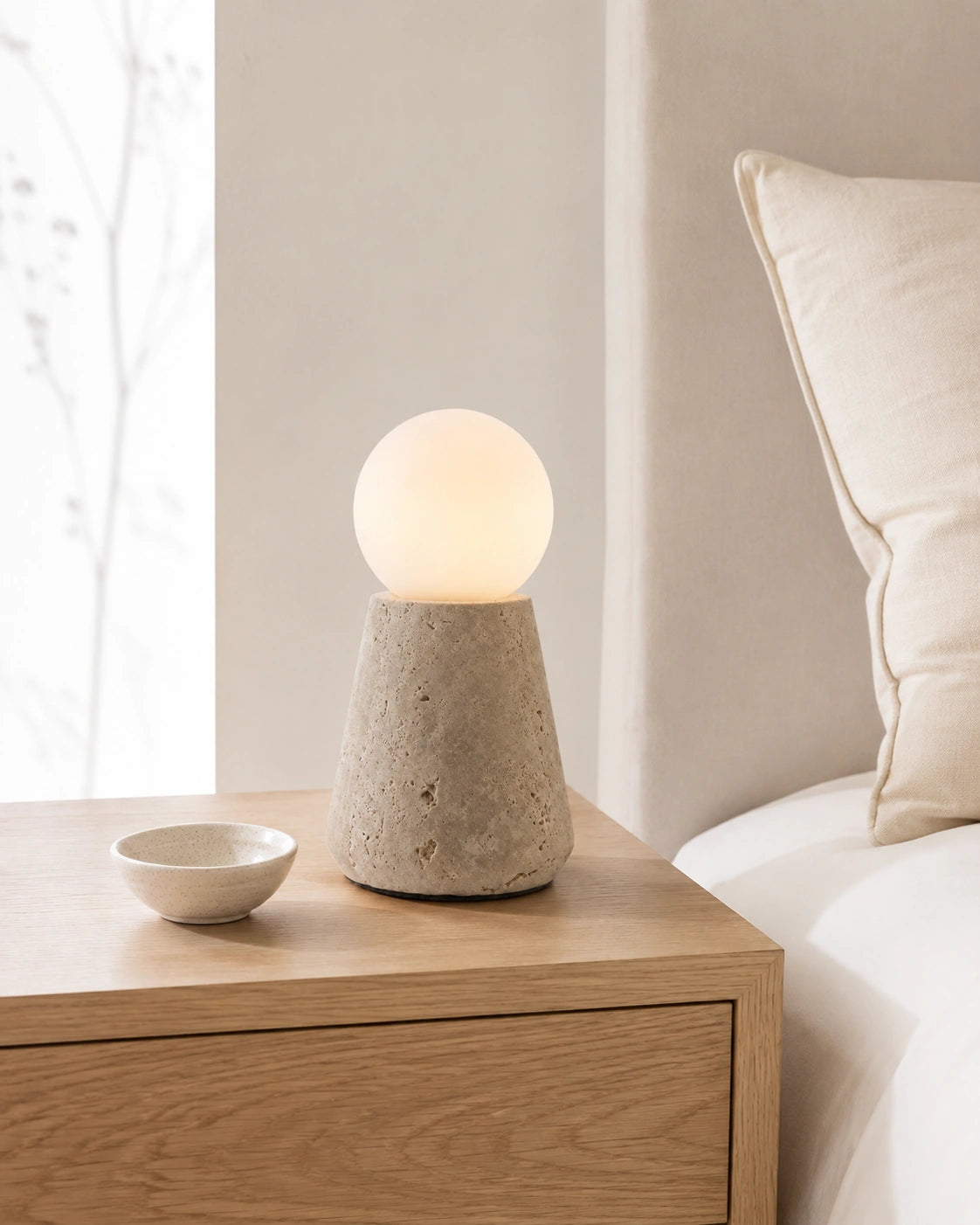 Lampe de chevet Travertin Mimaliste Cône