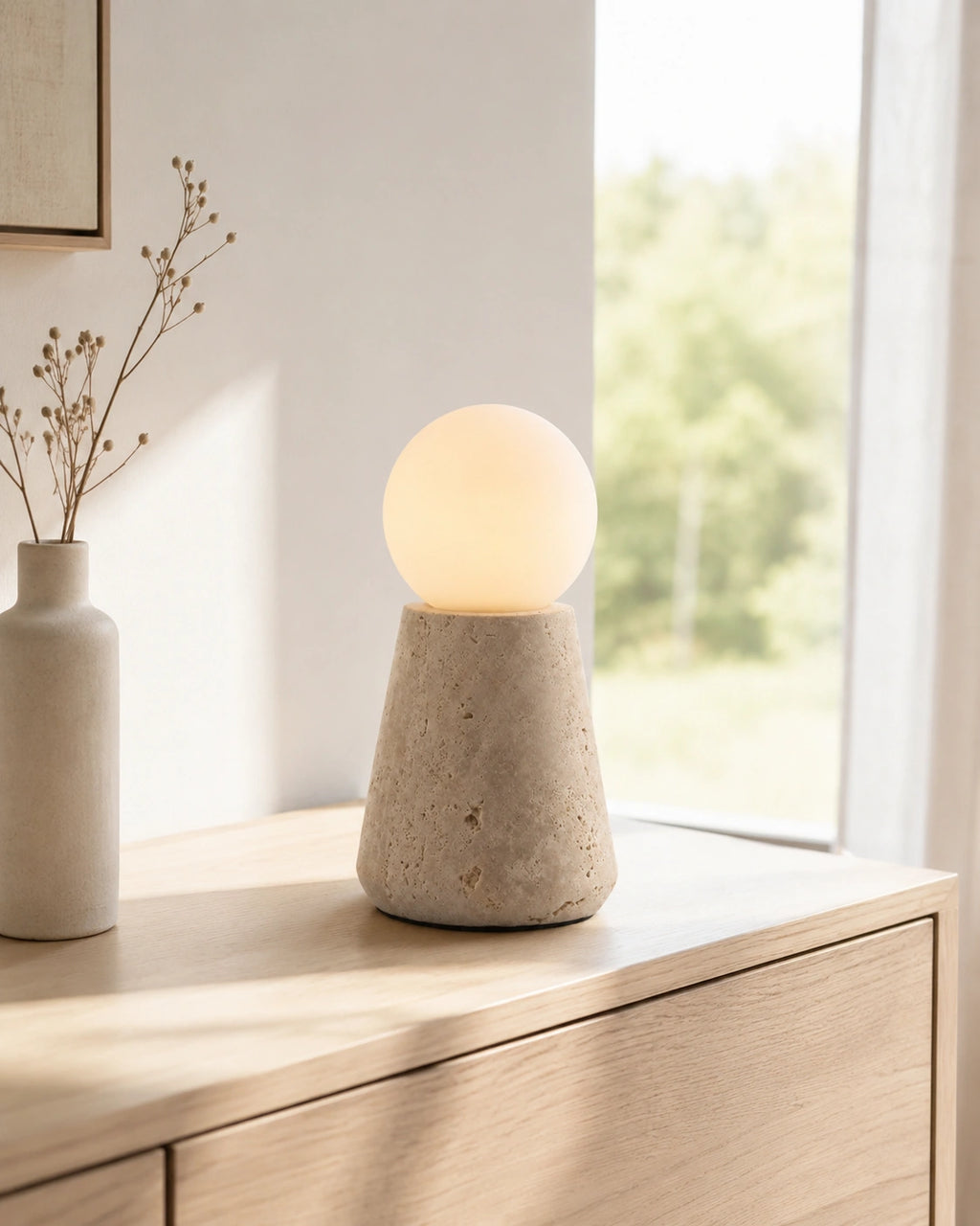 Lampe de chevet Travertin Mimaliste Cône