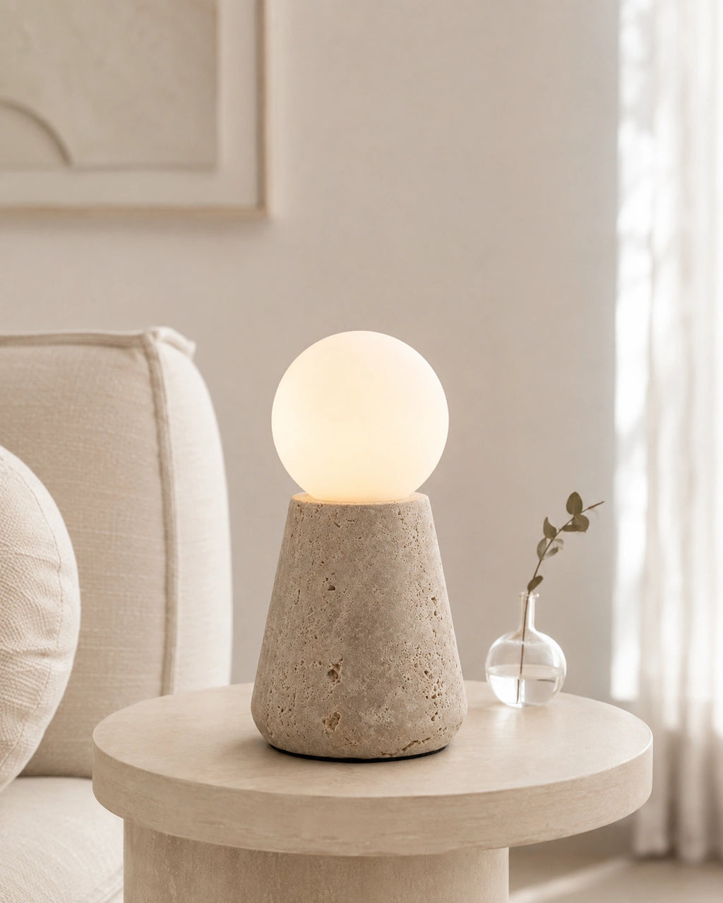 Lampe de chevet Travertin Mimaliste Cône