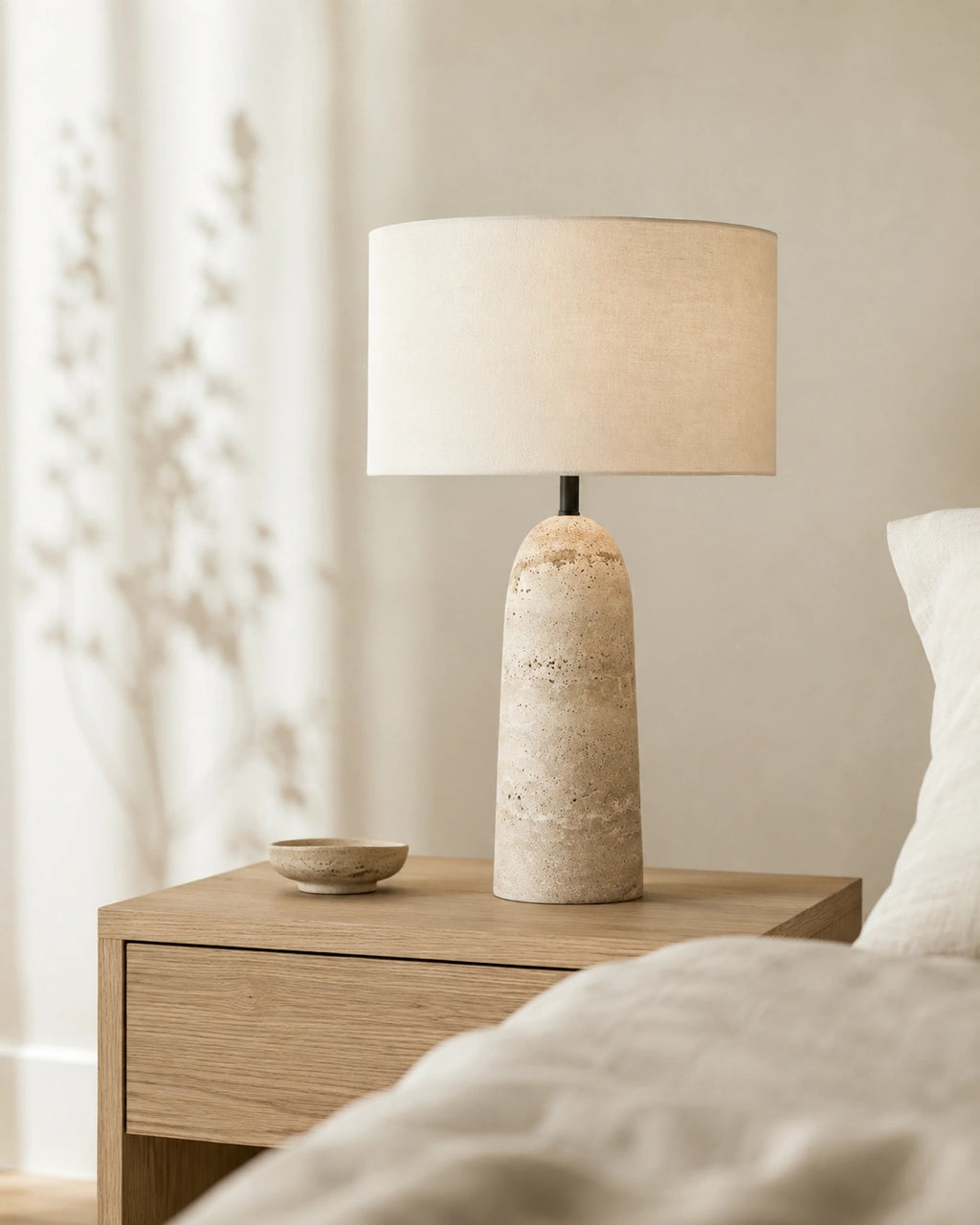 Lampe de Chevet Travertin Véritable