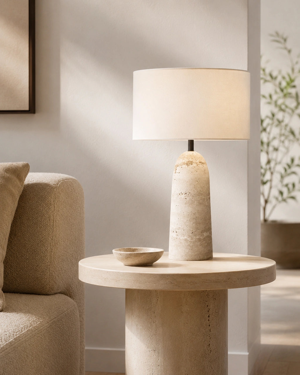 Lampe de Chevet Travertin Véritable