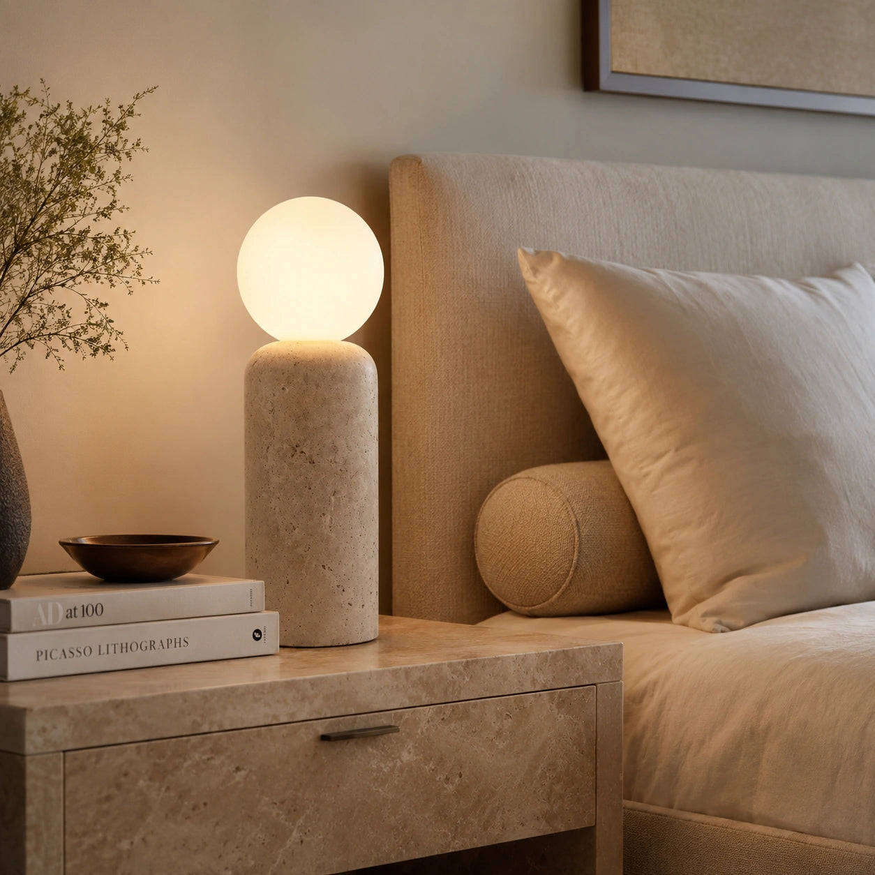 Lampe de chevet Travertin Mimaliste